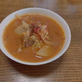トマトオニオンの和風味噌スープ
